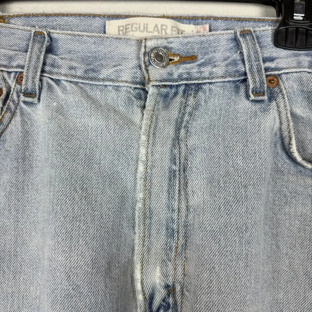 Levi's 505 Jeans Men 34x29 Blue Denim Stonewash Regular Fit Straight Leg Zip Fly